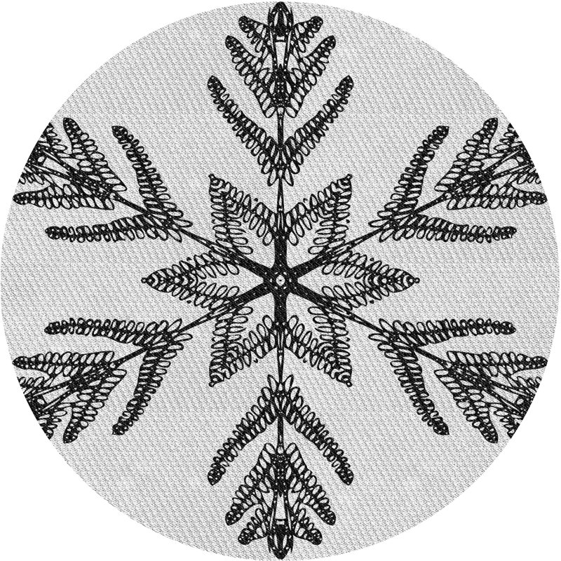 Tapis noir/blanc à motifs, Rond 3 pi