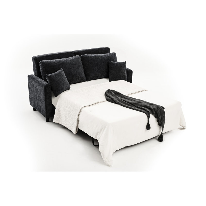 Pull Out Couch With Mattress, 81.5'' 2 Seater Sleeper Bed, Dark Grey, , Easy Assembly For Convertible From 3 - Seater, Memory Foam Frame Long Lasting Comfort In Small Areas