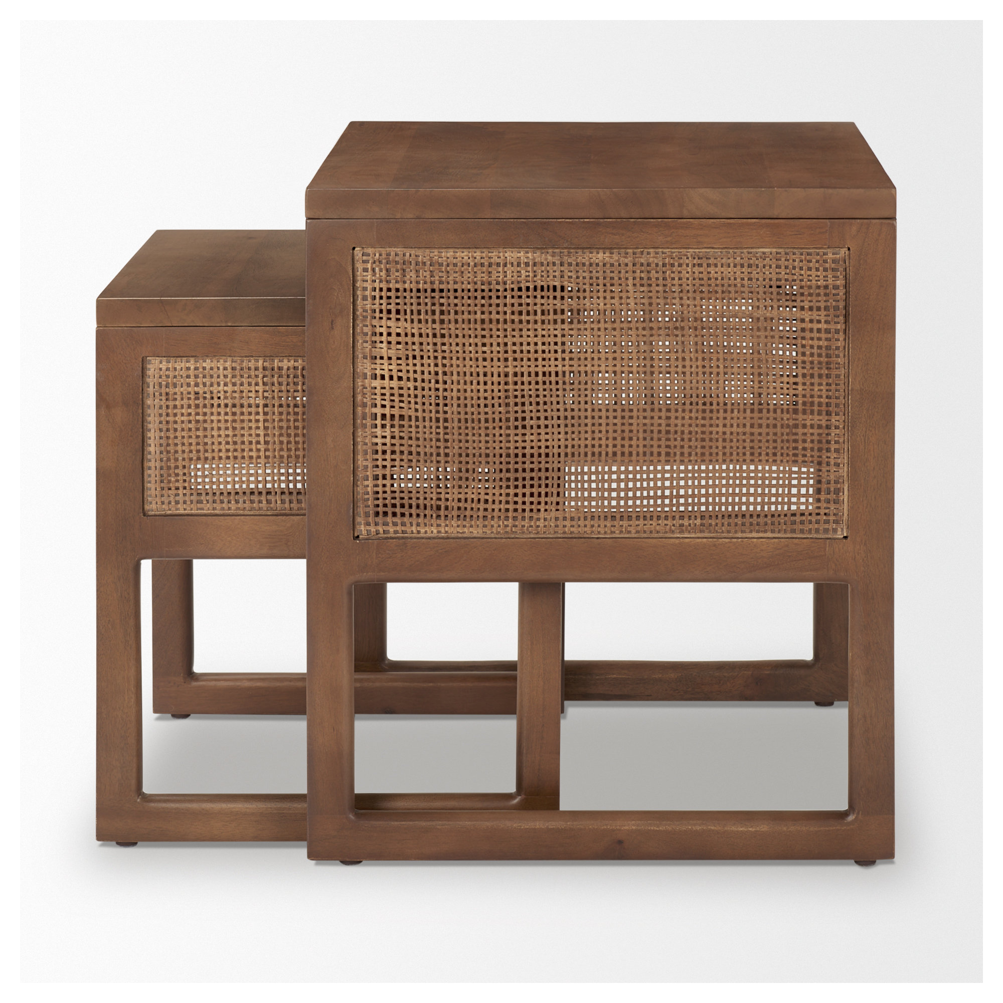 Cinna Solid Wood Nesting End Table, Medium Brown