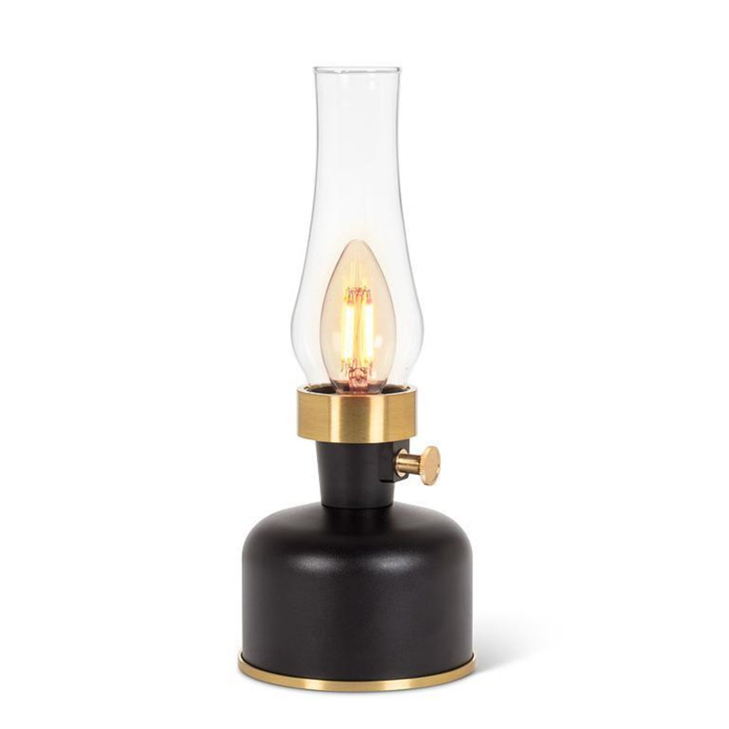 Lampe de table à lanterne Abbott, Noir et or