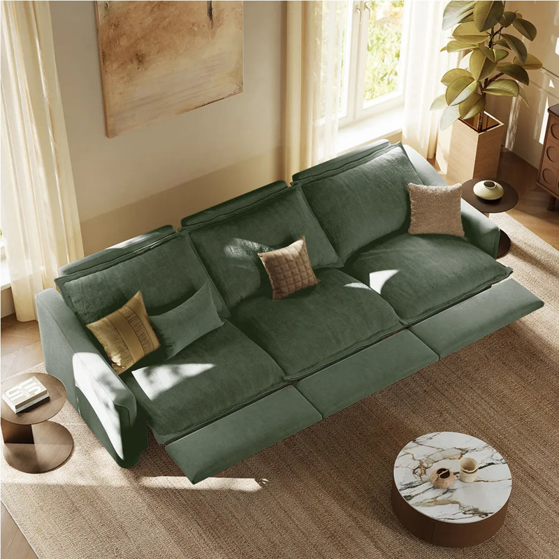 Ergopals Power Reclining Sofa, Green, 36" H x 121" W x 37.5" D, 3