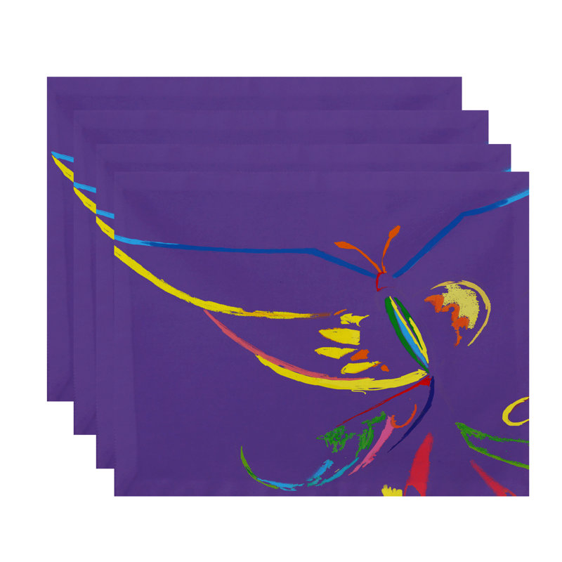 Polyester Abstract Rectangle Placemat, Purple / Red / Yellow / Green / Blue