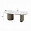 Table basse Jeh, plateau ovale blanc de 55 po, base à double piédestal, brun chêne