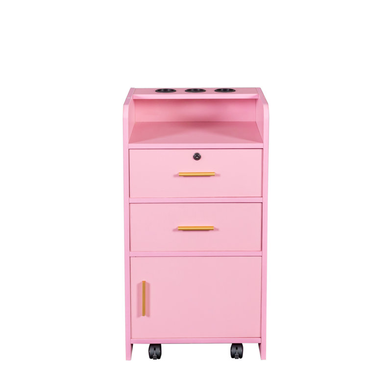 Armoire de salon tendance pour articles - 2 tiroirs et 1 cosmétique rose moderne et option
