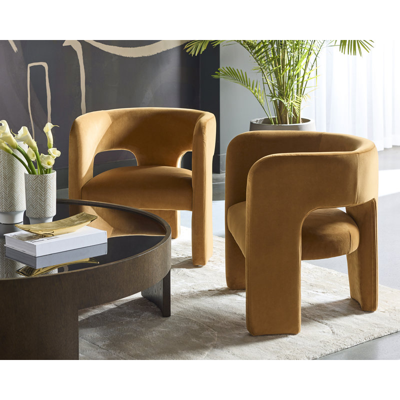 Lounge Chair, Gold Polyester