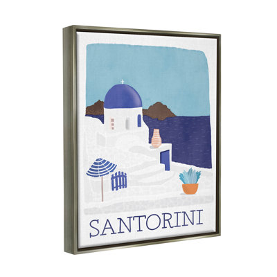 Santorini Holiday Island View par Darlene Seale - cadre flottant, impression sur toile
