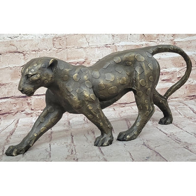 Hot Cast Bronze Cheetah Cat Figurine Sculpture Statue Decor