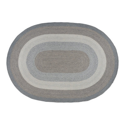  Tapis rustique tressé ovale multi-tons - décor maison de campagne durable