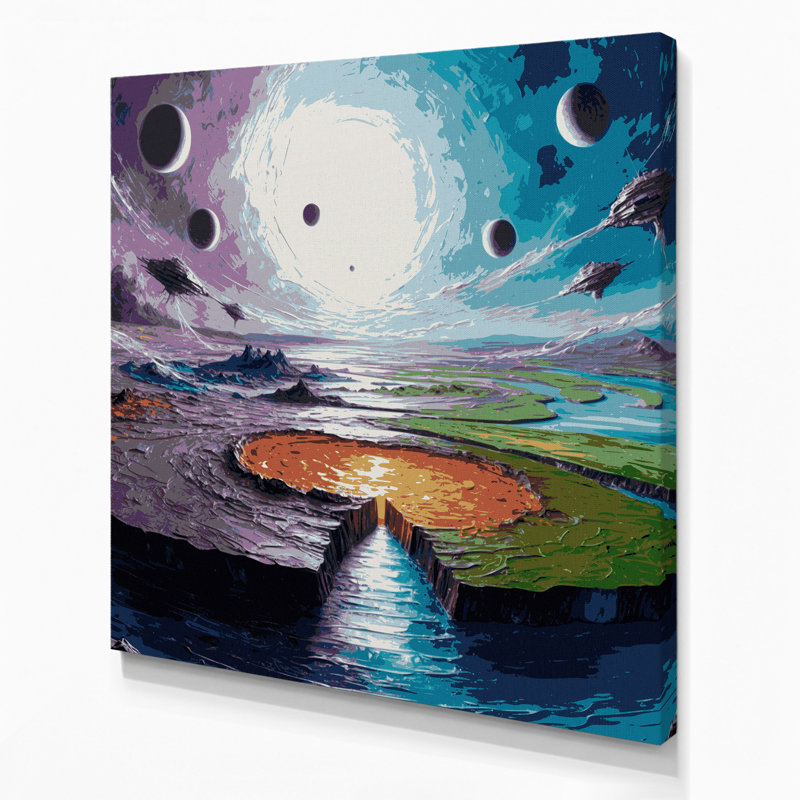 «Sci Fi Terraforming proces», art sur toile mauve, H 12 po x l 12 po