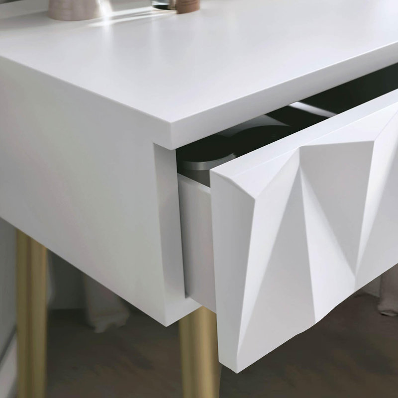 Audly Dressing Table, White/Gold