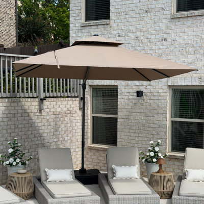 Parasol d'extérieur carré en porte-à-faux gris 10 'x 10' avec protection UV, taupe