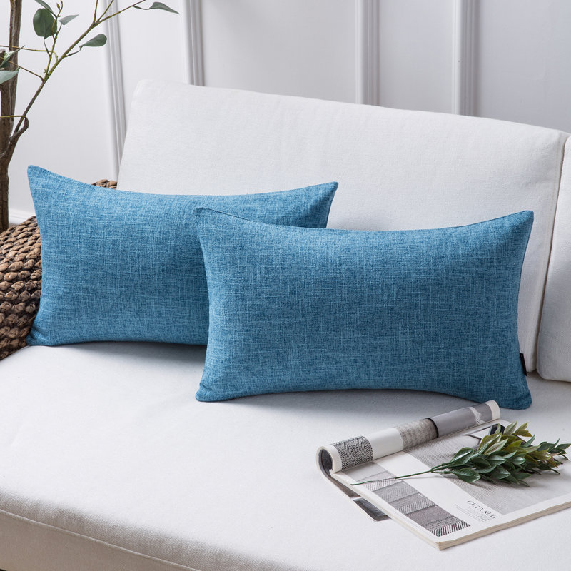  Coussin carré, Bleu, H 12 po x l 20 po, Housse de coussin seulement - sans coussin