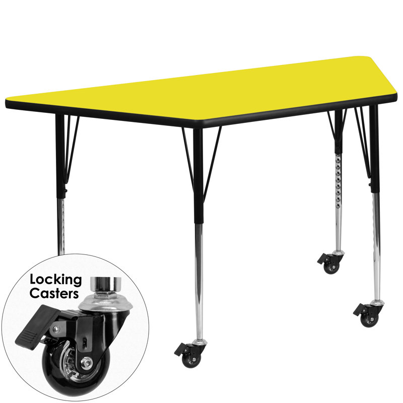 Sunny Trapezoid 22.5''W x 45''L Laminate Collaborative Activity Table