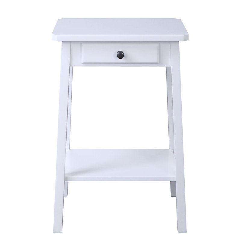Table de bout blanche avec tablette inférieure, Blanc