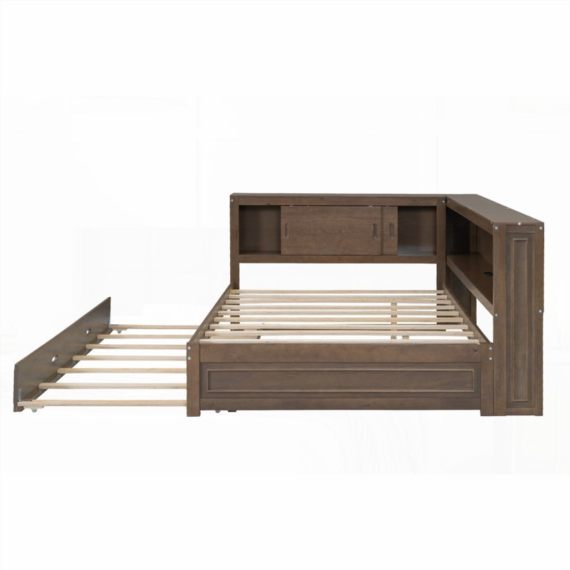 Lit de jour en bois pleine grandeur avec rangement - aucun sommier nécessaire, robuste et amp; Durable, Bois