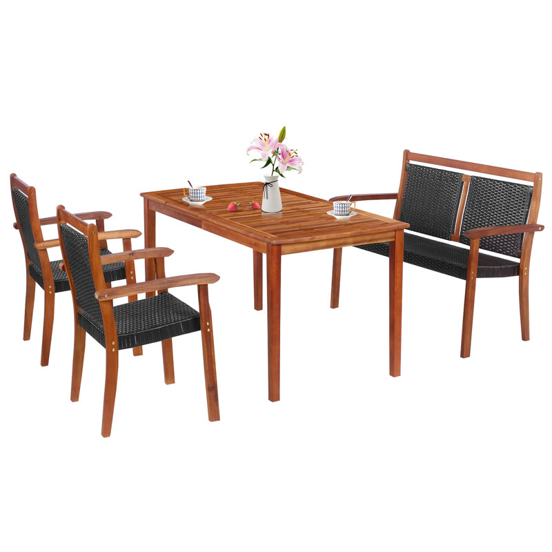Alisha-May Acacia Wicker 4 - Person Patio Conversation Set