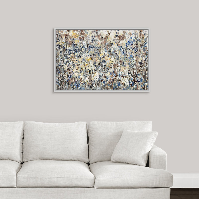 «Abundance of Wildflowers», peinture sur toile, H 25,7 po x l 37,7 po x P 1,75 po, Cadre flottant blanc
