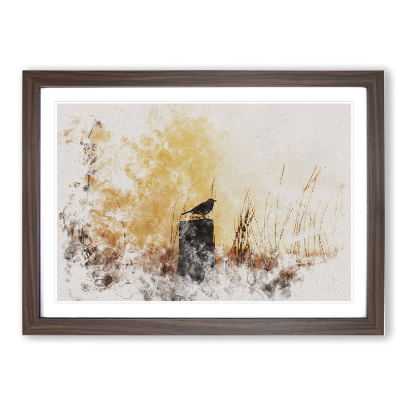 Blackbird Vol.1 - Picture Frame Graphic Art, 27cm H x 36cm W x 2cm D, Walnut