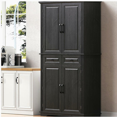 Armoire de cuisine de 71 po de hauteur avec 3 organisateurs coulissants, armoire de rangement autoportante avec 6 tablettes de porte et 2 tiroirs