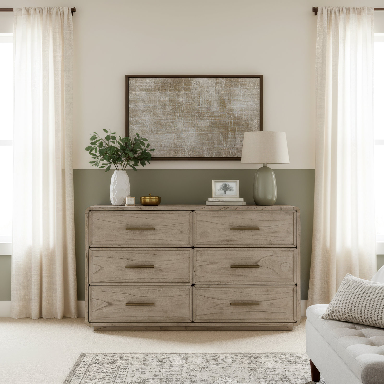 Brewster 60" Double Dresser, Medium Oak Brown