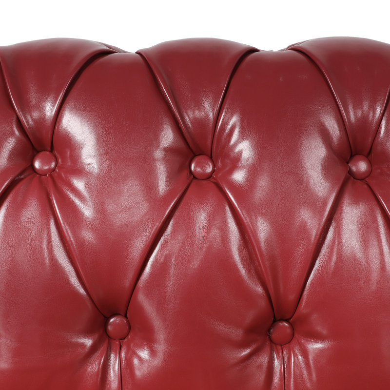 62'' Faux Leather Loveseat, Red