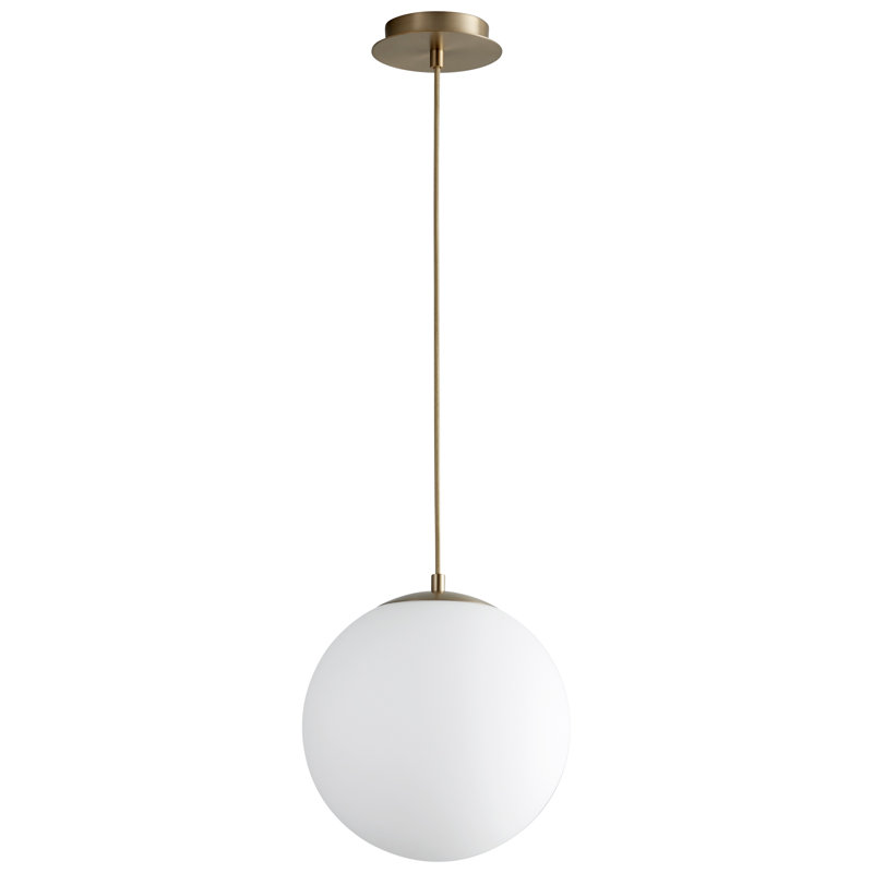 Luminaire suspendu sphère 1 lumière DEL Kamm, H 133,75 po x l 12 po x P 12 po, Laiton vieilli