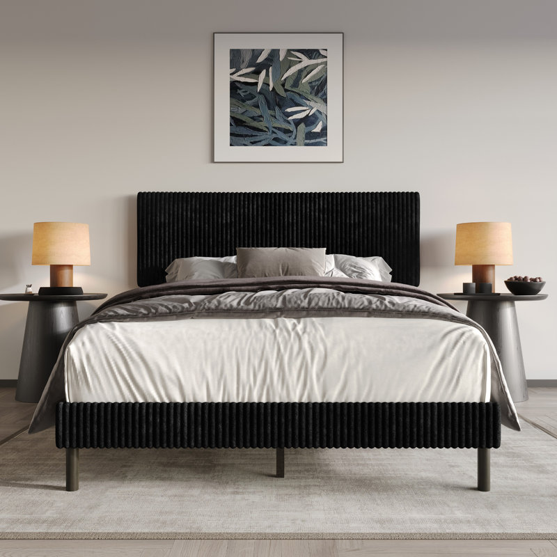 Osceola Upholstered Panel Bed, Twin, Black