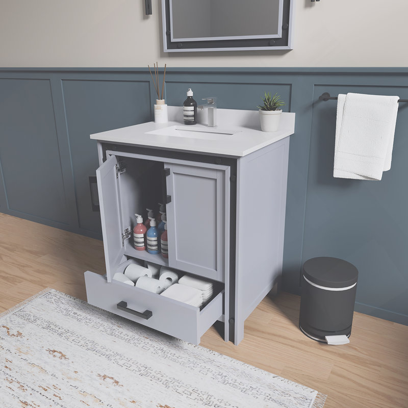 Meuble-lavabo de salle de bain 30 po X P 22 po De 28 po Miroir, Gris foncé