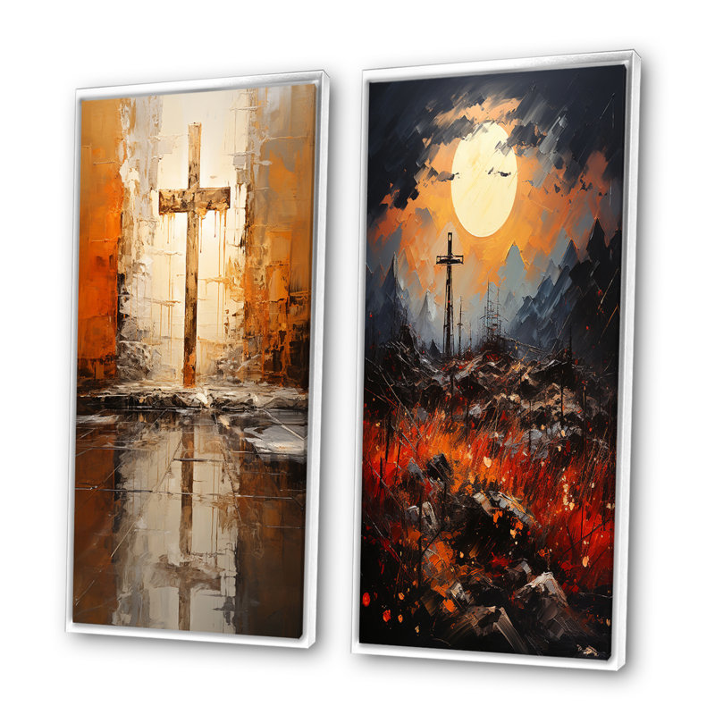 «Christianity Christian Devotion», 2 pièces sur toile, Cadre blanc, H 40 po x l 40 po