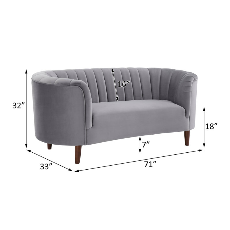 Yasha Upholstered Sofa with Tuxedo Arm, Olive Yellow Velvet, 32" H x 71" W x 33" D