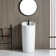 Reno 38" Tall White Ceramic Circular One-Piece Freestanding Pedestal Bathroom Sink with Overflow