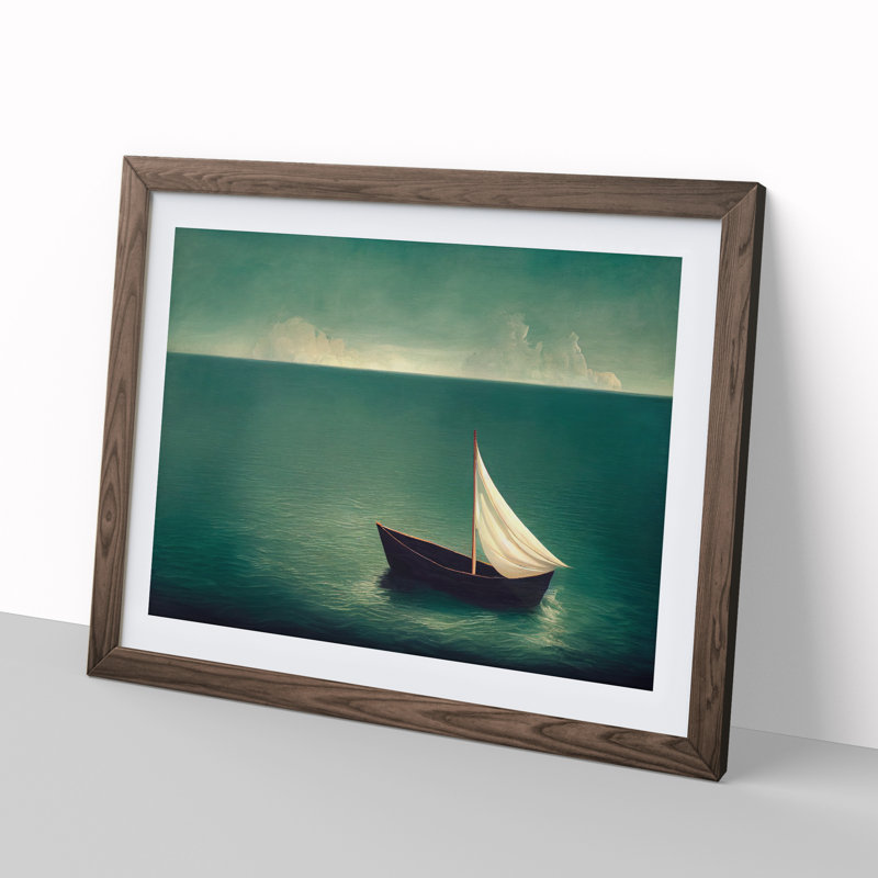 An Iconic Sailing Boat - Single Picture Frame Print, 34cm H x 46cm W x 2cm D, Walnut Framed