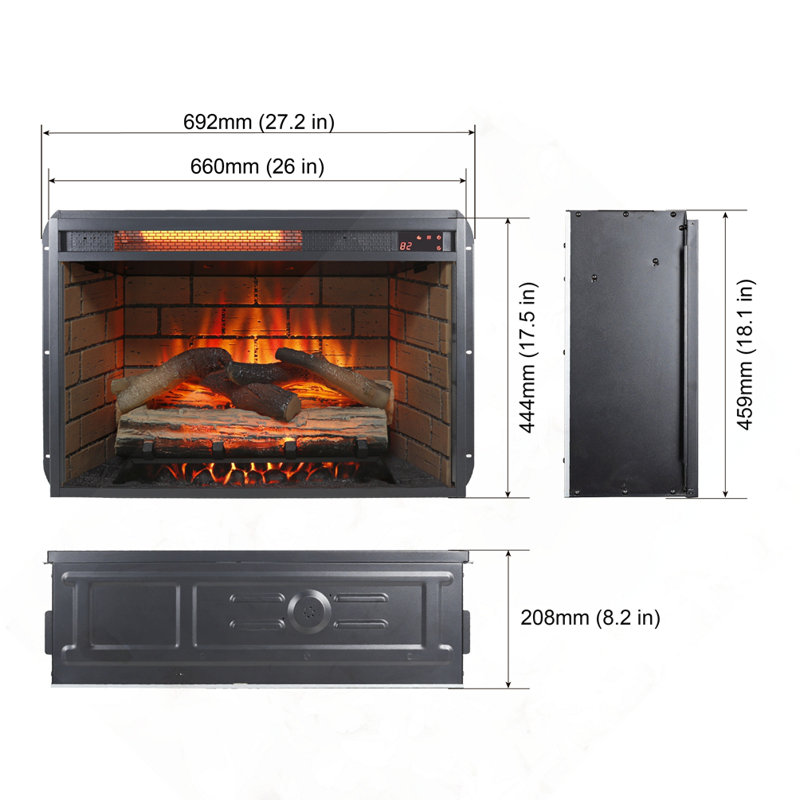 26" Infrared Heater Electric Fireplace Insert