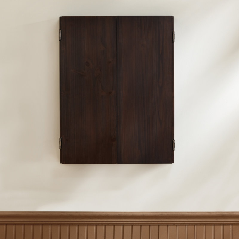 Espresso Finish Solid Pine Dartboard Cabinet with Bronze Hinges
