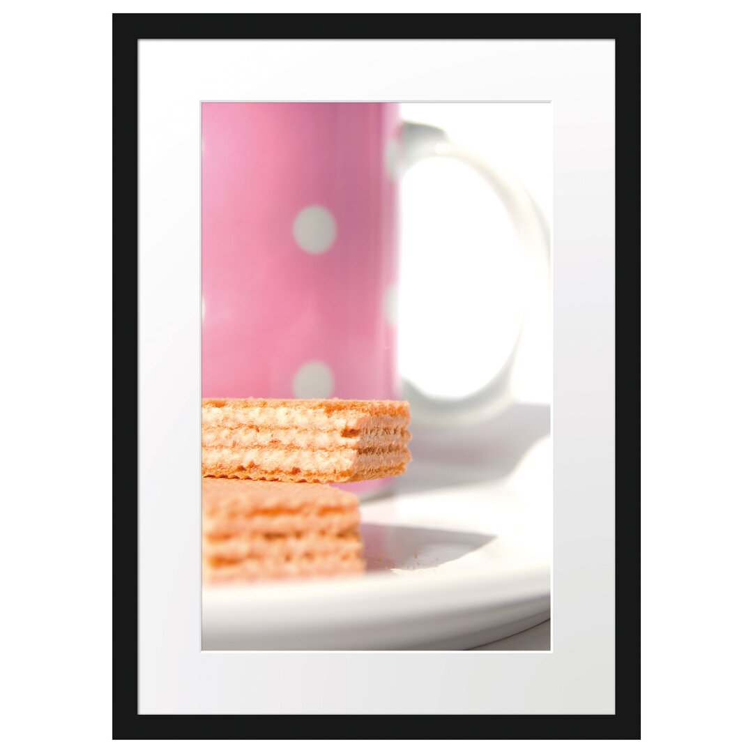 Gerahmtes Poster Kaffee und Waffeln