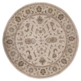 Hand Knotted Wool Area Rug in Ivory/Gold