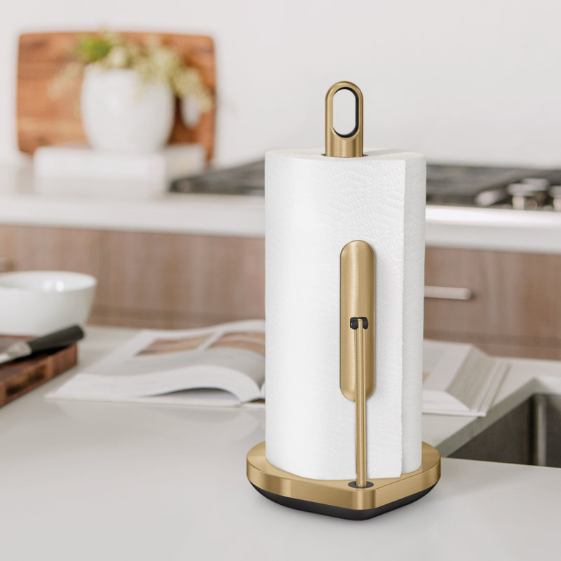 Simplehuman Tension Arm Standing Paper Towel Holder, Brass