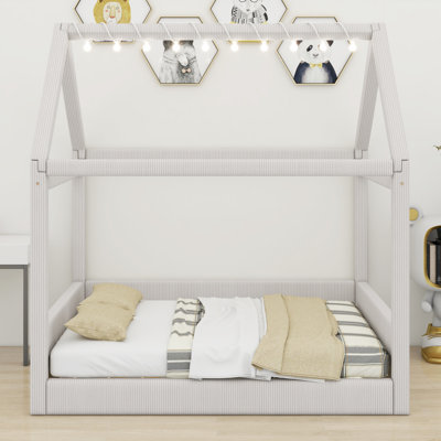 Upholstered House Daybed With LED Light Strips