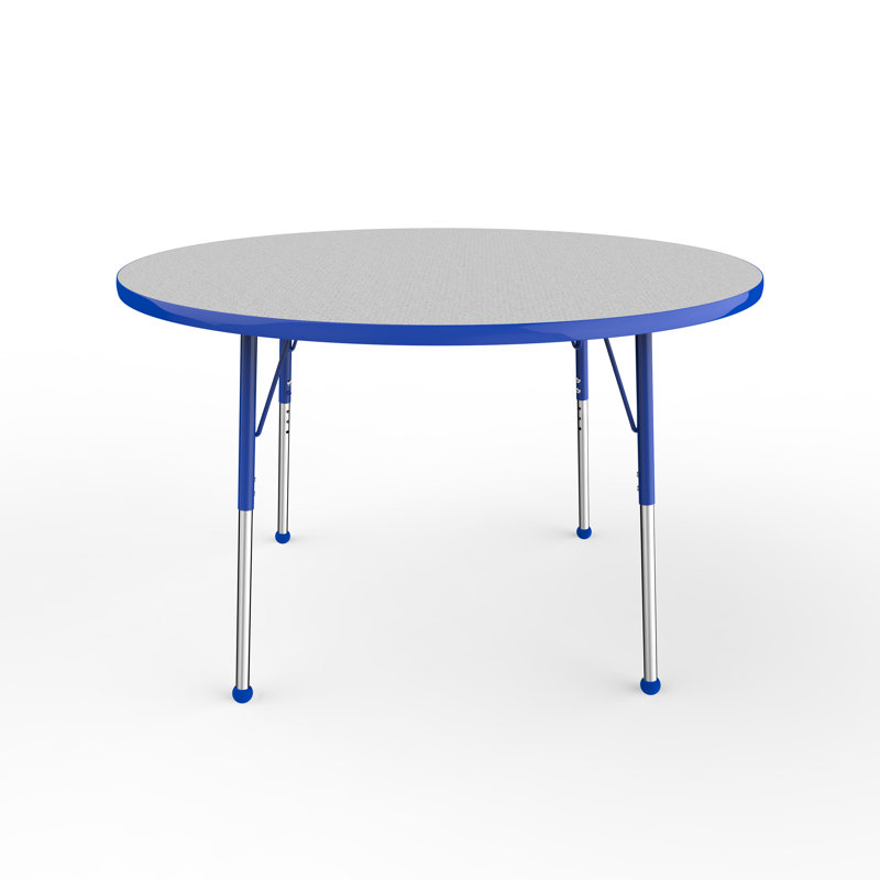 Table ronde à hauteur réglable, 48", Gris / bleu, Standard Ball Glide