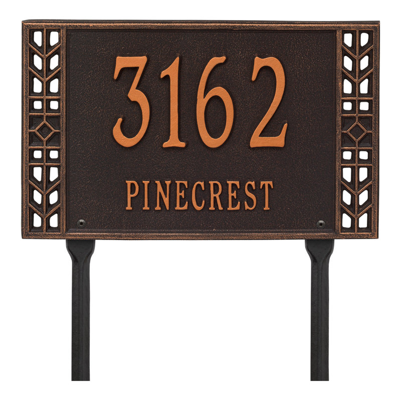 Boston Personalized Standard 2-Line Lawn Address Sign, Oil Rubbed Bronze, Yes