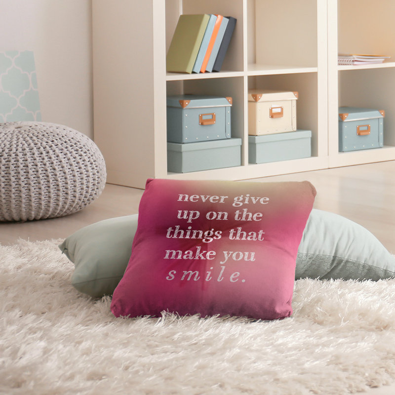 Joy and Perseverance Throw Pillow, 26" H x 26" W, Pink Glow