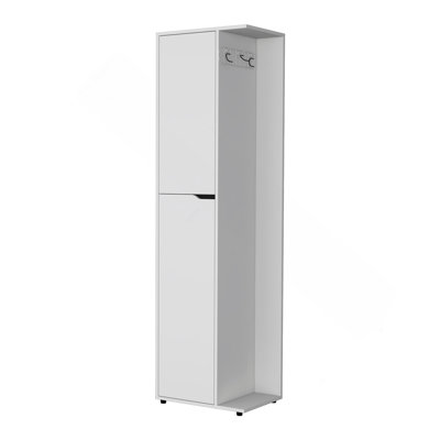 Harper Broom Cabinet, With 2 Doors, 3 Shelves And A Holder