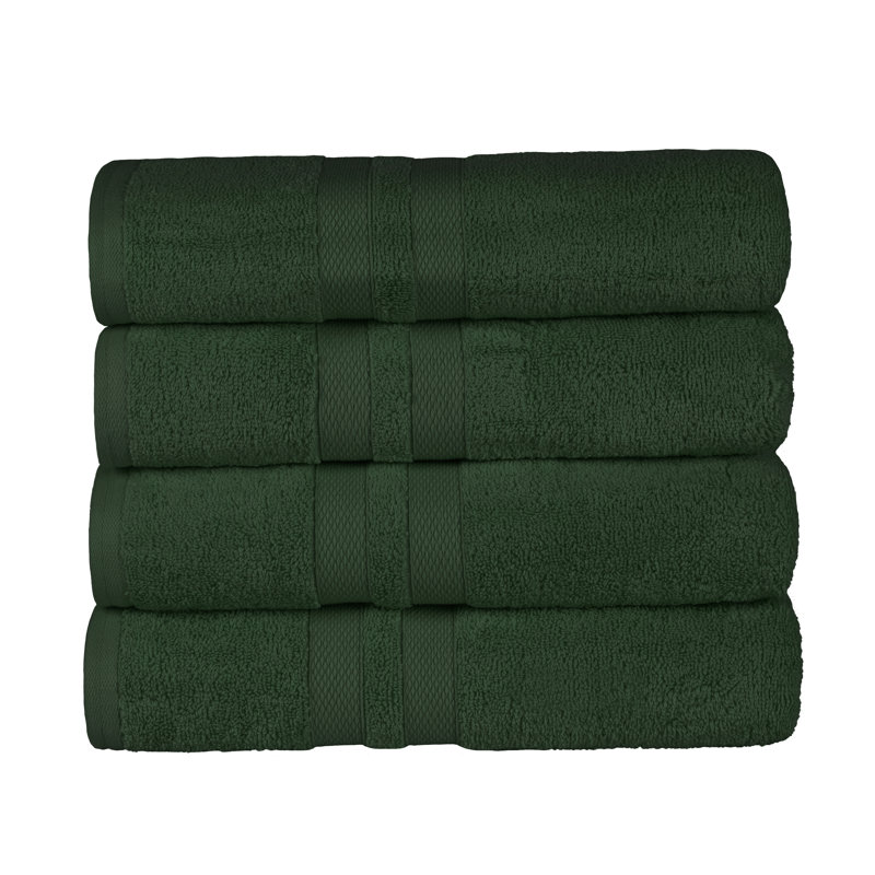 Winthrop 100% Cotton Quick-Drying Absorbent Solid Bath Towel Set , Forest Green