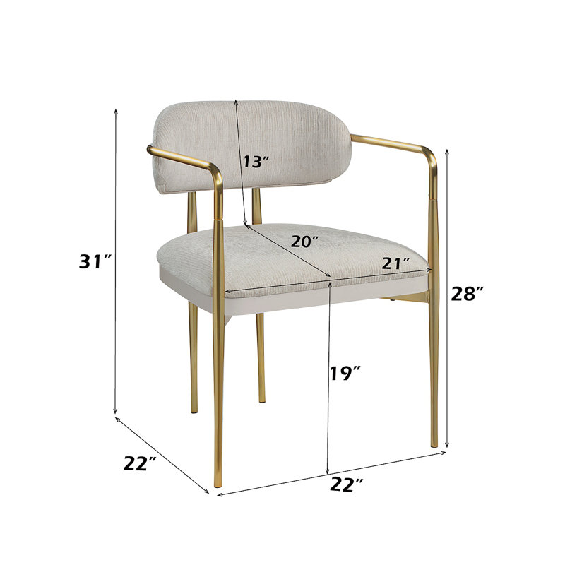 Fauteuil en chenille et or Zayn Beige (ensemble de 2)