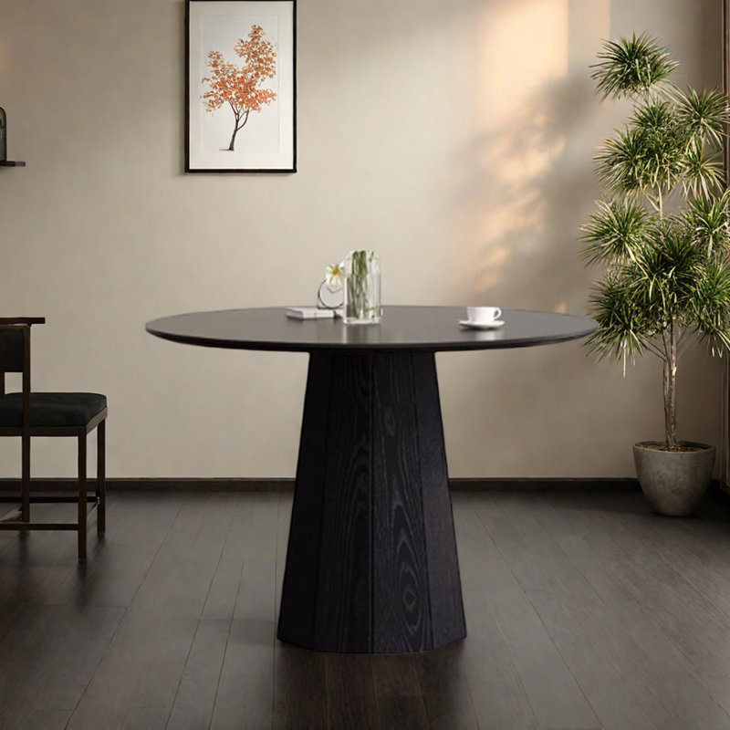 Table ronde moderne et minimaliste, Noir, H 29,52 po x L 39,37 po x l 39,37 po