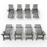 Dareona Pakkdiarie Outdoor HDPE Adjustable Reclining Chaise Lounge Chair With Wheels & Cup Holder (Set of 8)