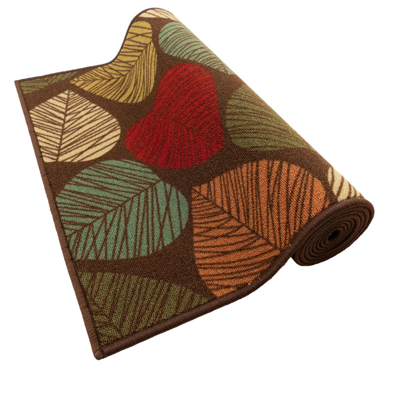 Custom Size Rug Floral Leaves Low Pile Slip Resistant Rugs by Feet, Runner 2'2" x 5'