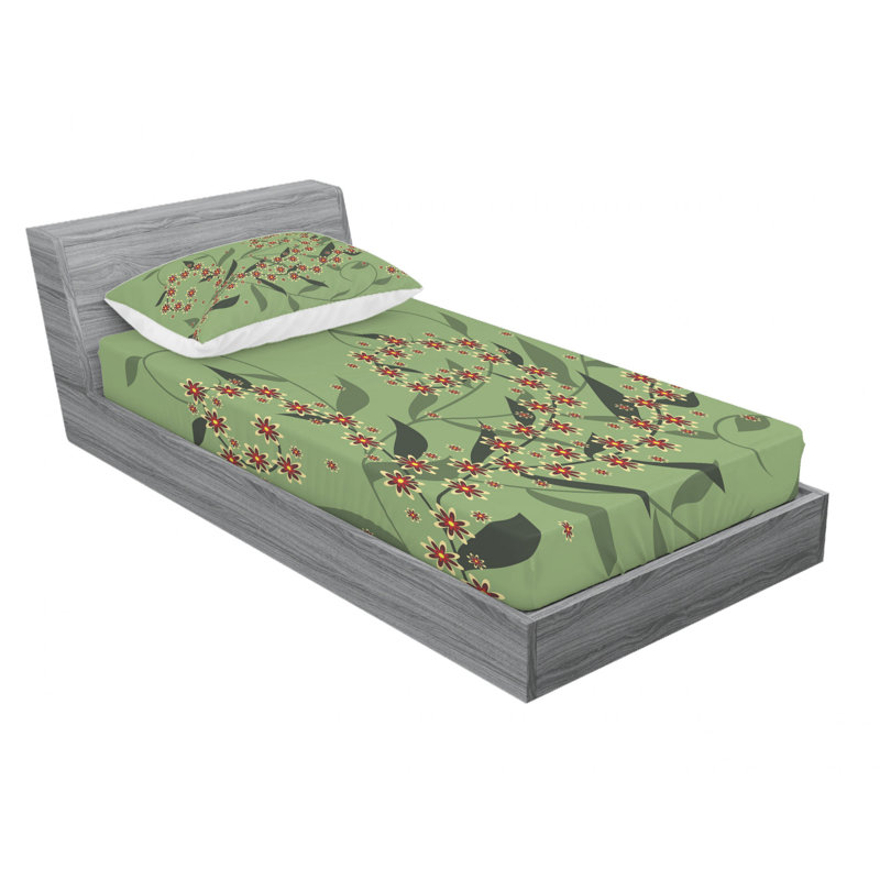 Ensemble de draps à fleurs rétro, Ensemble de draps pour lit simple TG avec drap-hou