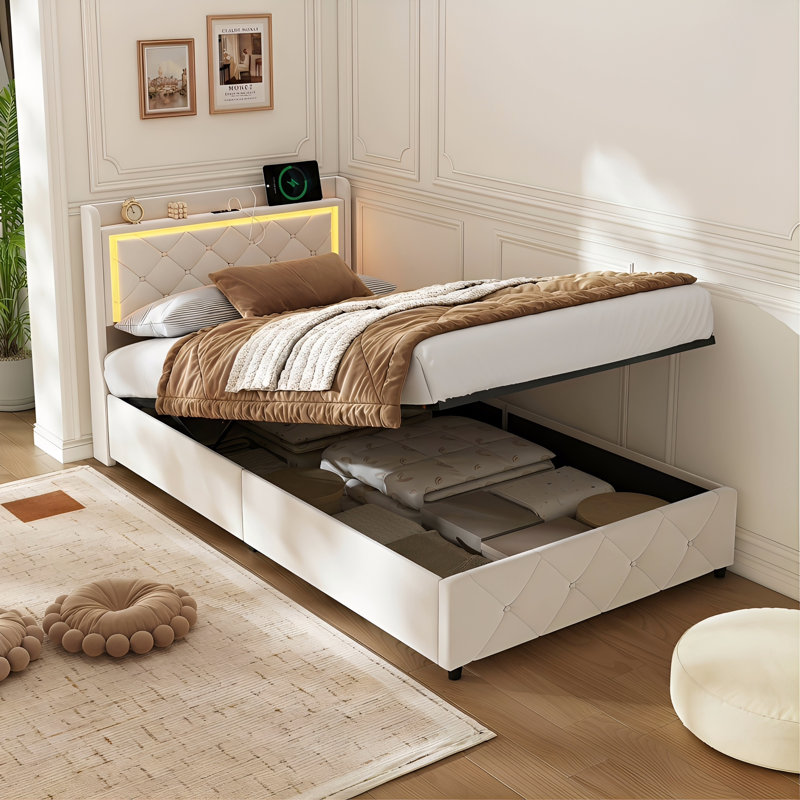 Lift Up Storage Ottoman Bed, European Single (90 x 200 cm)