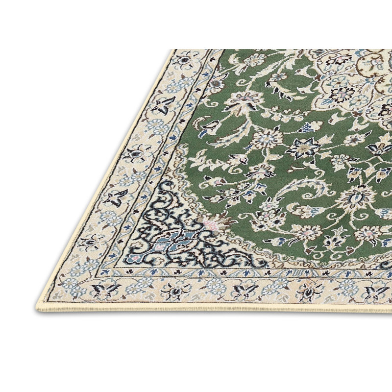 Tapis traditionnel vert / gris Jupiter, Rectangle 6 pi x 9 pi